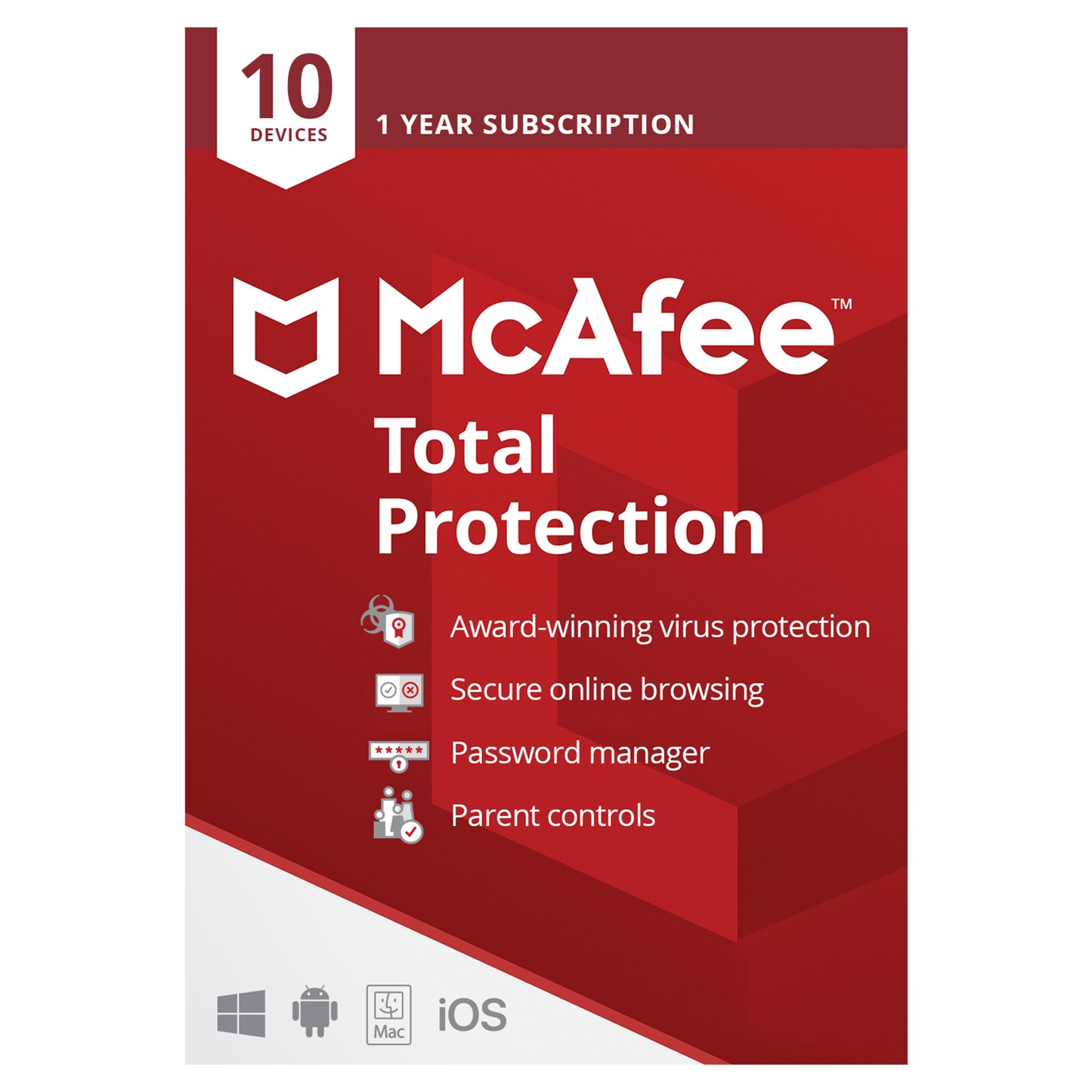 McAfee Total Protection, 10 Devices, 1 Year Licence Key